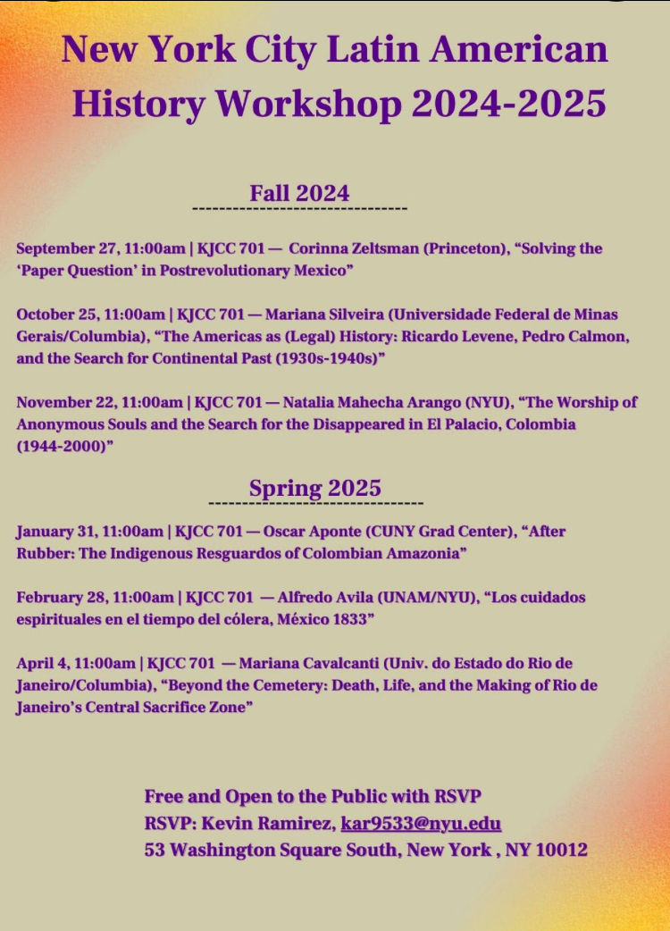NYU events LatAM History Workshop 24 25